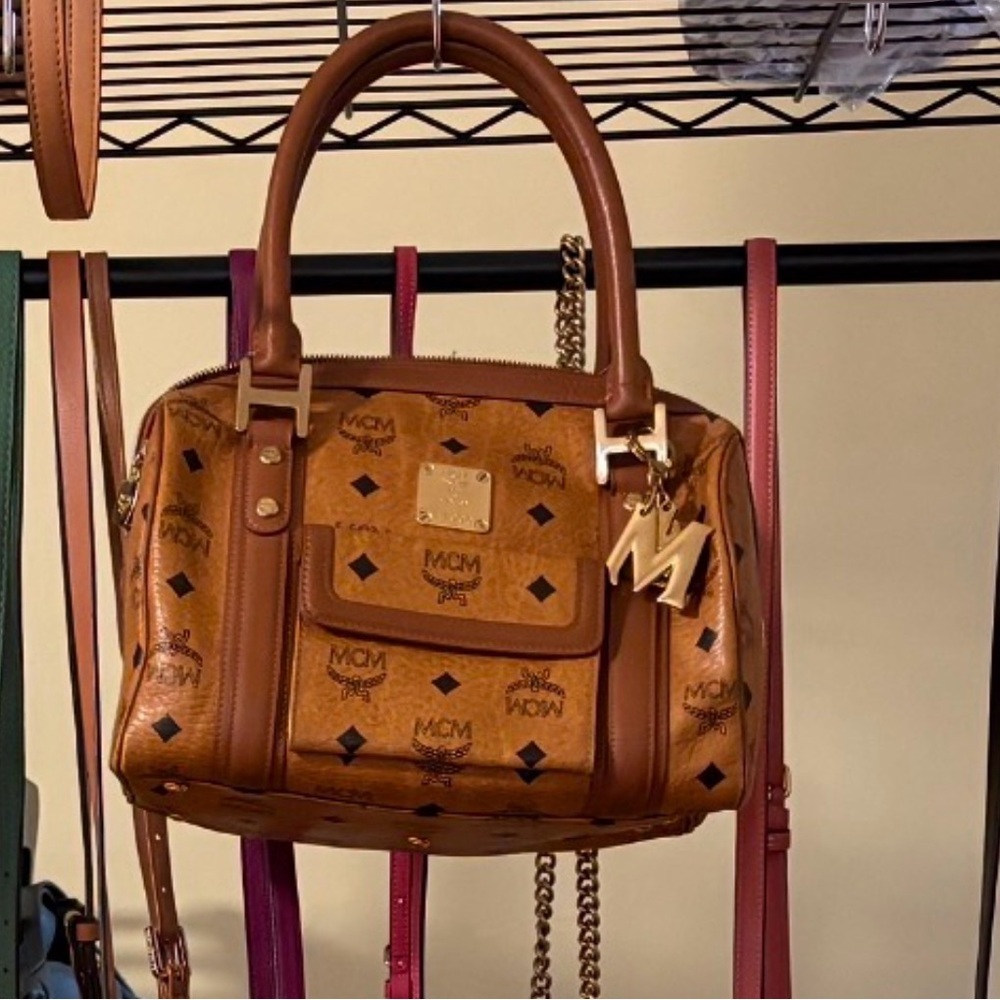 MCM Cognac Visetos Satchel